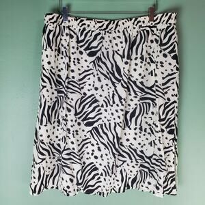 Diane Gilman Vintage Womens Zebra Animal Print Silk Pull On Skirt Lined Size 2X